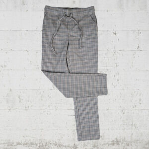 Jules and Leopold Tan Black Plaid Tapered Pull On Trouser Dress Pants Size Small